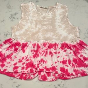 We The Free Blush and Ivory Tie-Dye Tank